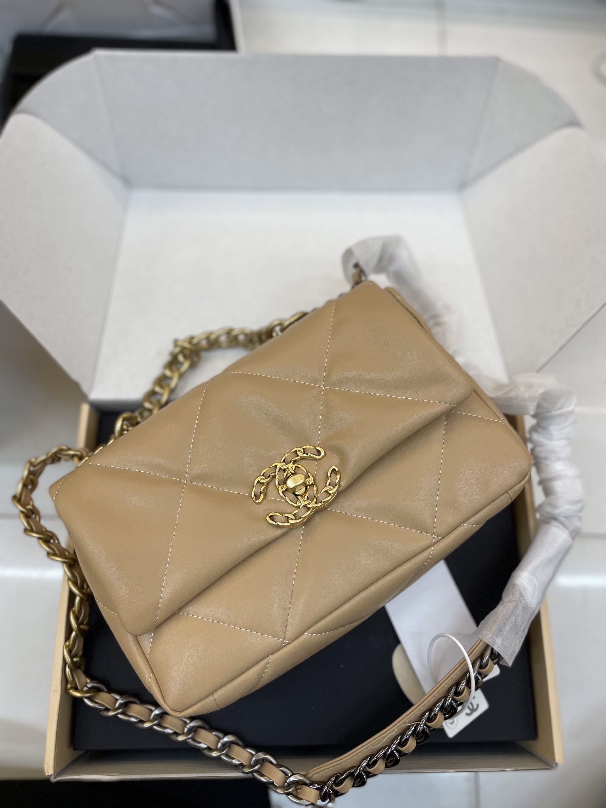 Túi Xách Chanel 19 Super Small Flap Bag Dark Beige Size 26cm